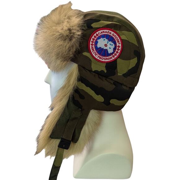 Canada Goose Camo Aviator Hat L/XL - Coyote Fur Trim - Made in Canada - Picture 3 of 6
